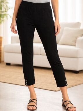 Style & Co. Black Cropped Leggings with Button Hem